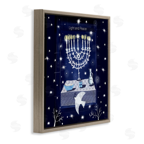 Stupell Industries Susse Linton | Light & Peace Menorah Stars Wall Art