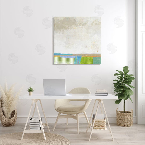 Stupell Industries Suzanne Nicoll | Abstract Geometric Open Landscape Green Blue Beige Wall Art