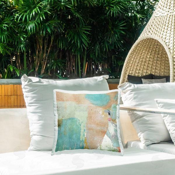 Stupell Industries Suzanne Nicoll | Blue & Tan Brushed Printed Throw Pillow