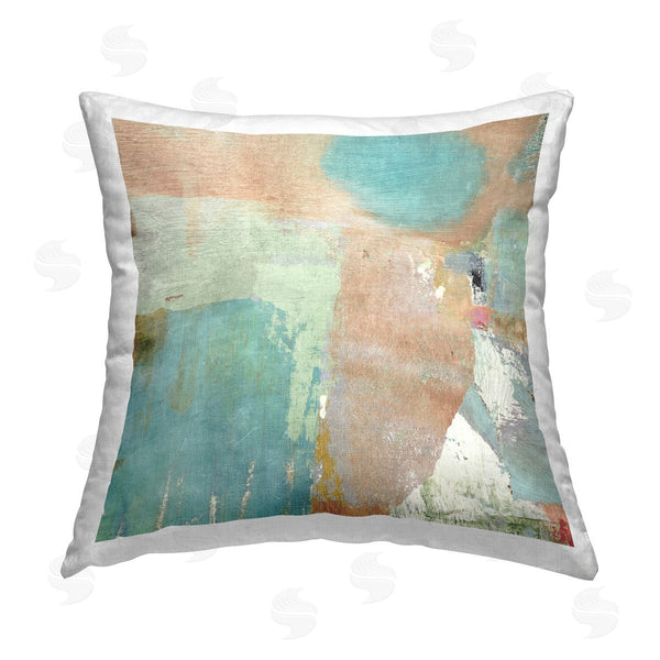 stupell industries Suzanne Nicoll | Blue & Tan Brushed Printed Throw Pillow
