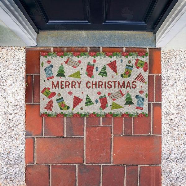 Stupell Industries Suzanne Nicoll | Christmas Merriment Stockings Faux Sisal Door Mat