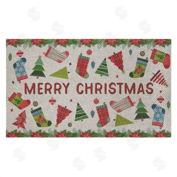 stupell industries Suzanne Nicoll | Christmas Merriment Stockings Faux Sisal Door Mat