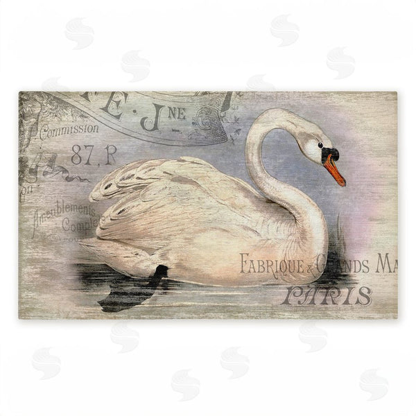 stupell industries Suzanne Nicoll | French Swan Vintage Motif Non-Woven Door Mat