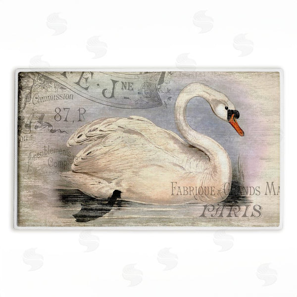 stupell industries Suzanne Nicoll | French Swan Vintage Motif Plush Bath Mat