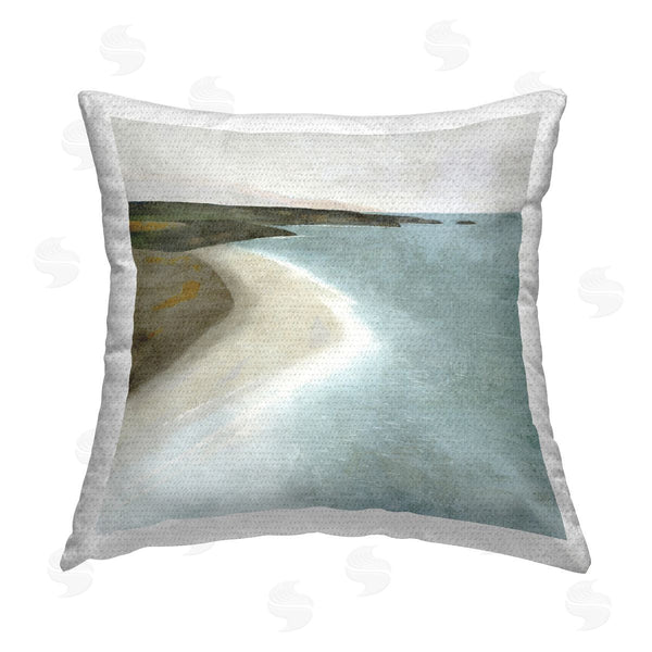 Stupell Industries Suzanne Nicoll | Grey Beach Landscape Printed Throw Pillow