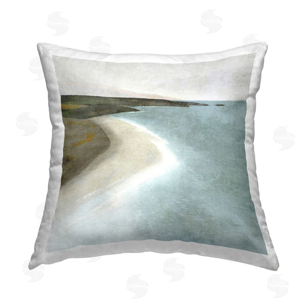 stupell industries Suzanne Nicoll | Grey Beach Landscape Printed Throw Pillow
