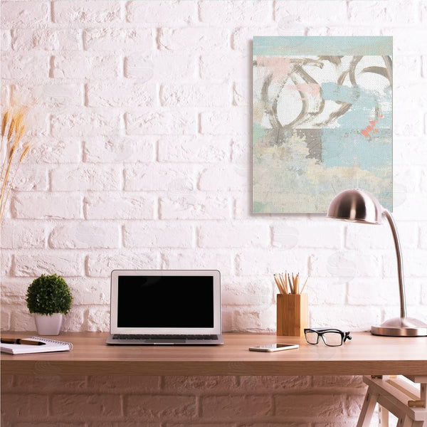 Stupell Industries Suzanne Nicoll | Messy Blue Paintbrush Strokes Over Abstract Shapes Wall Art