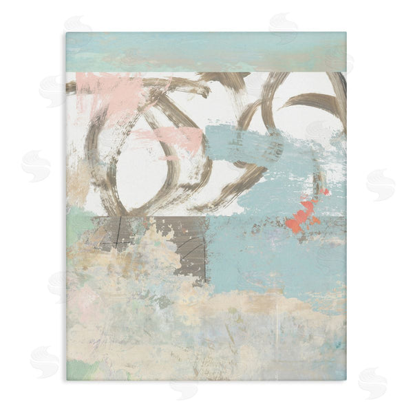 stupell industries Suzanne Nicoll | Messy Blue Paintbrush Strokes Over Abstract Shapes Wall Art