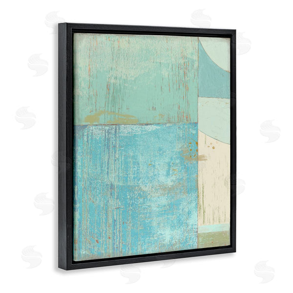 Stupell Industries Suzanne Nicoll | Seafoam Blue Abstract Rustic Shapes Geometric Collage Wall Art