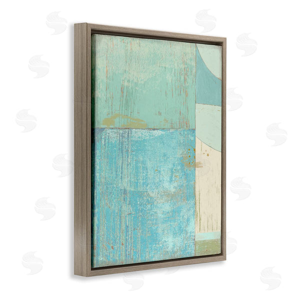 Stupell Industries Suzanne Nicoll | Seafoam Blue Abstract Rustic Shapes Geometric Collage Wall Art