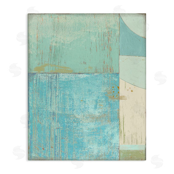 stupell industries Suzanne Nicoll | Seafoam Blue Abstract Rustic Shapes Geometric Collage Wall Art