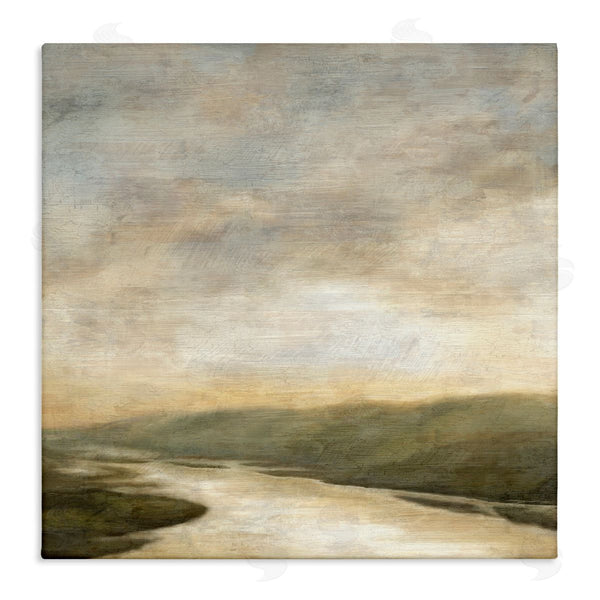 stupell industries Suzanne Nicoll | Serene Rural Shallow River Rainy Atmosphere Impressionist Painting Wall Art