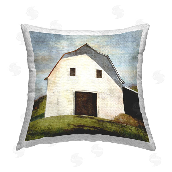Stupell Industries Suzanne Nicoll | White Barn Landscape Printed Throw Pillow