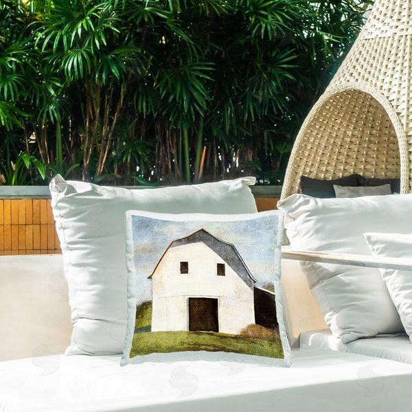 Stupell Industries Suzanne Nicoll | White Barn Landscape Printed Throw Pillow