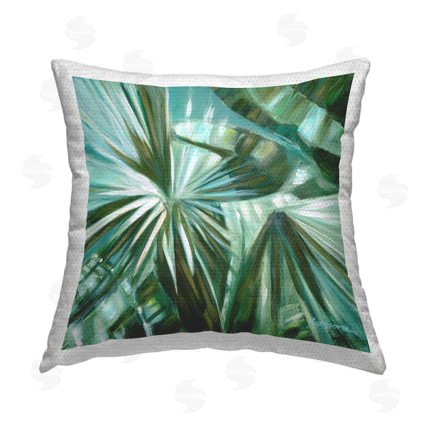 Stupell Industries Suzanne Wilkins | Teal Abstract Botanical Leaves Printed Throw Pillow