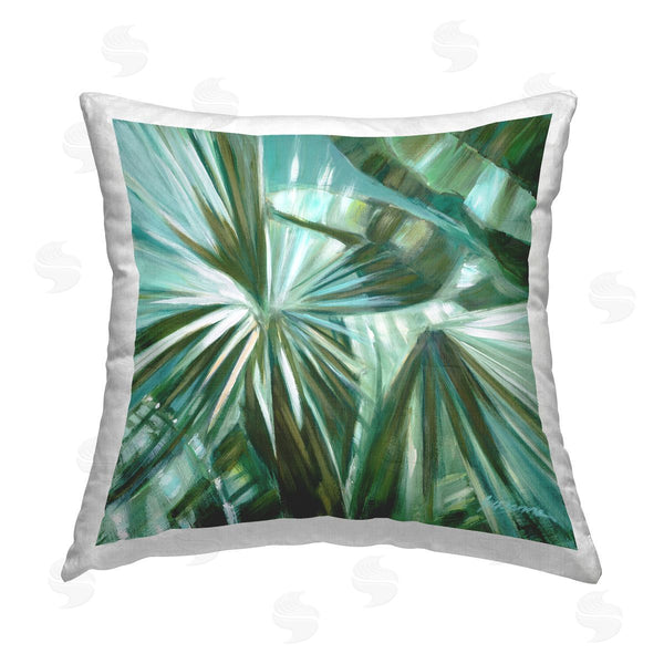 stupell industries Suzanne Wilkins | Teal Abstract Botanical Leaves Printed Throw Pillow