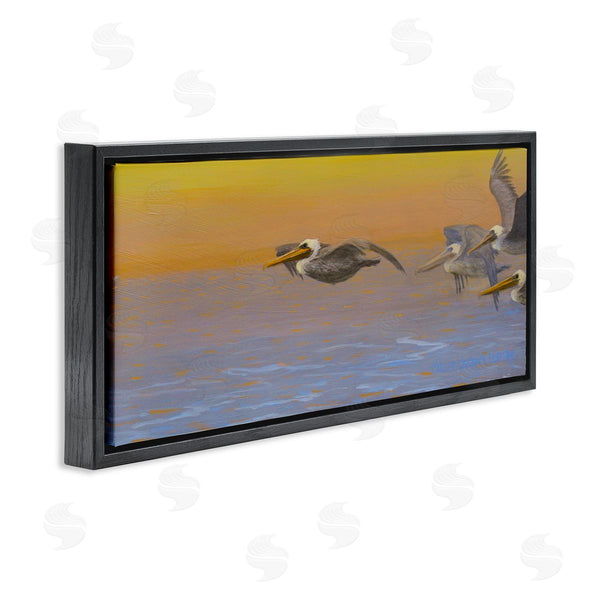 Stupell Industries Suzie Seerey-Lester | Pelicans Flying Ocean Sunrise Wall Art