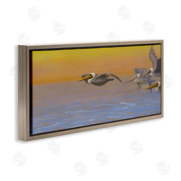 Stupell Industries Suzie Seerey-Lester | Pelicans Flying Ocean Sunrise Wall Art