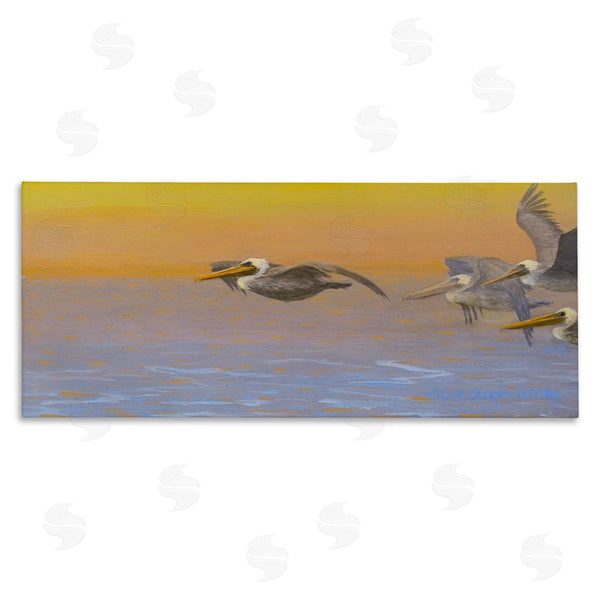 stupell industries Suzie Seerey-Lester | Pelicans Flying Ocean Sunrise Wall Art