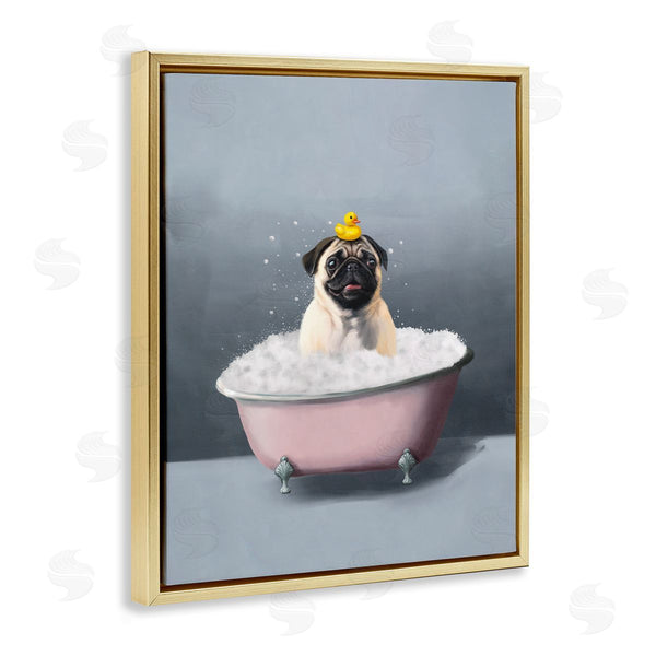 Stupell Industries Svetlana Aleynikova | Bathing Pug With Rubber Duck