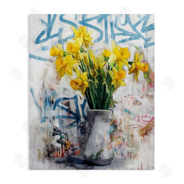 stupell industries Svetlana Aleynikova | Color Clash Daffodils & Graffiti Wall Art
