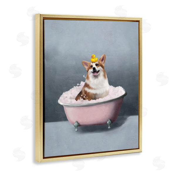 Stupell Industries Svetlana Aleynikova | Corgi In Pink Bath