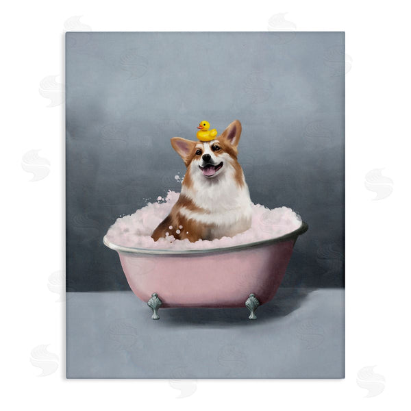 stupell industries Svetlana Aleynikova | Corgi in Pink Bath