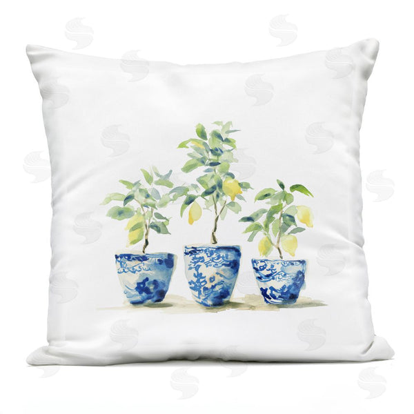 Stupell Industries Svetlana Aleynikova | Lemons In Blue Pots Throw Pillow