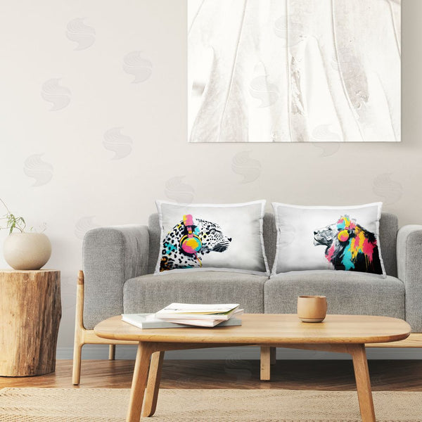 Stupell Industries Svetlana Aleynikova | Leopard And Lion On Air Throw Pillow