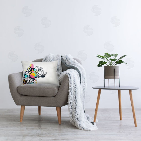 Stupell Industries Svetlana Aleynikova | Leopard On Air Headphones Throw Pillow