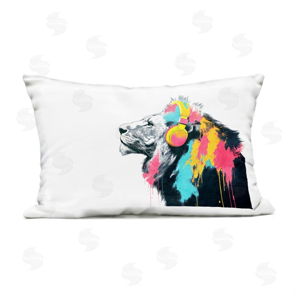Stupell Industries Svetlana Aleynikova | Lion On Air Headphones Throw Pillow