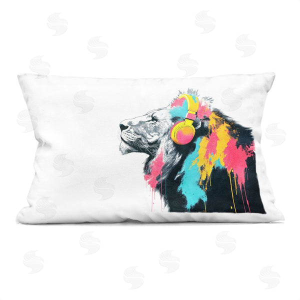stupell industries Svetlana Aleynikova | Lion On Air Headphones Throw Pillow