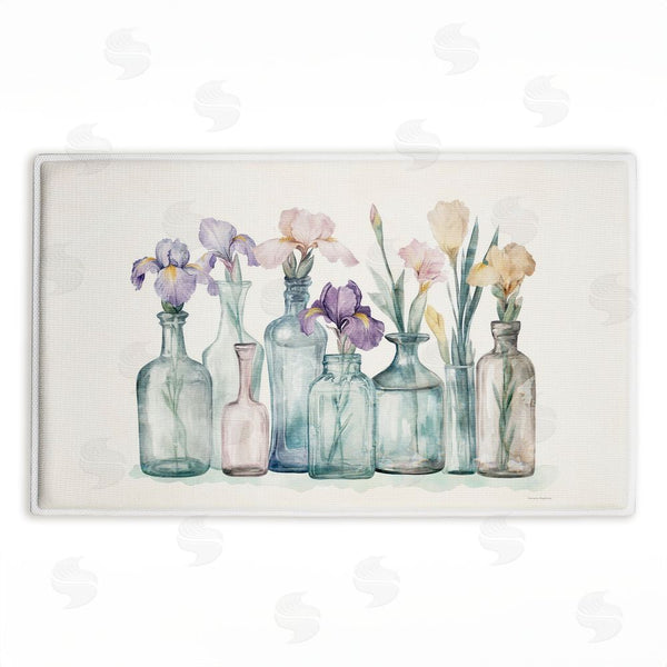 stupell industries Svetlana Aleynikova | Pastel Toned Iris Vases Plush Bath Mat