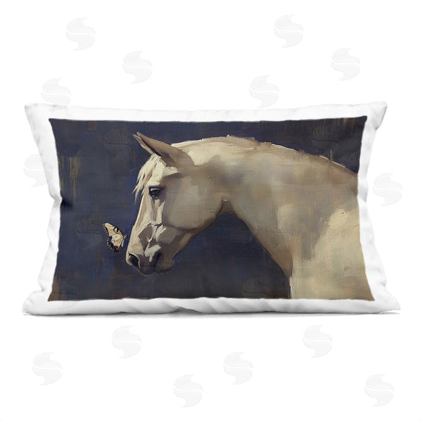 stupell industries Svetlana Aleynikova | Peaceful Meeting Horse & Butterfly Throw Pillow