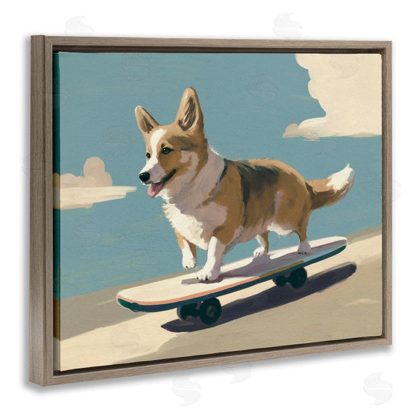 Stupell Industries Svetlana Aleynikova | Skateboarding Corgi Dog