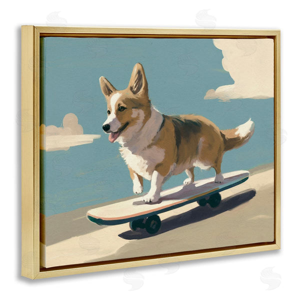 Stupell Industries Svetlana Aleynikova | Skateboarding Corgi Dog