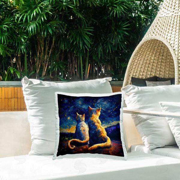 Stupell Industries Svetlana Aleynikova | Swirled Night Sky Cats Printed Throw Pillow