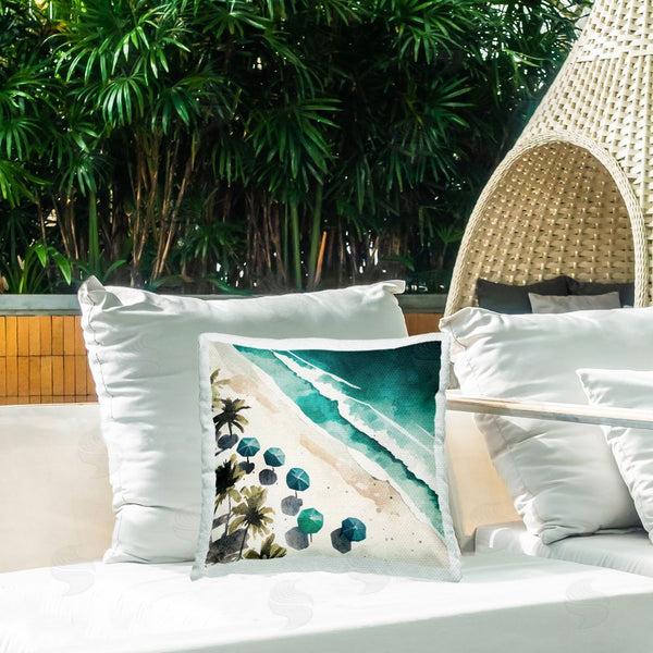 Stupell Industries Svetlana Aleynikova | Umbrella Lined Coast Printed Throw Pillow