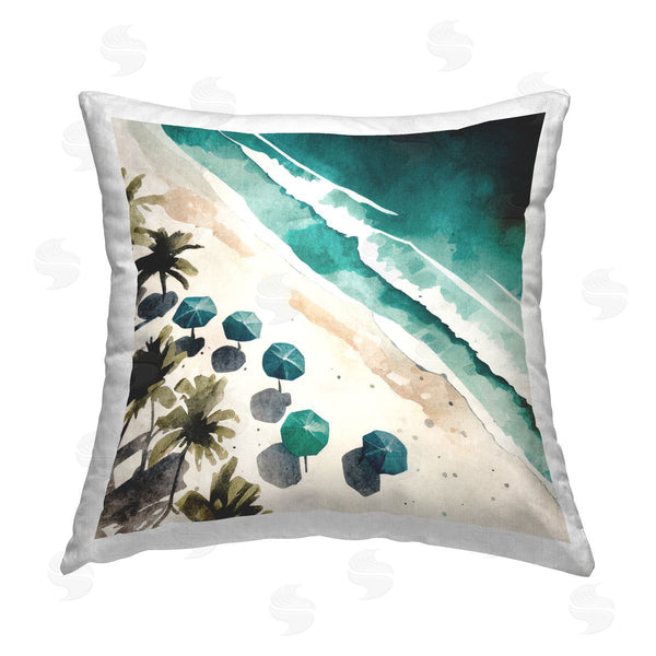 stupell industries Svetlana Aleynikova | Umbrella Lined Coast Printed Throw Pillow