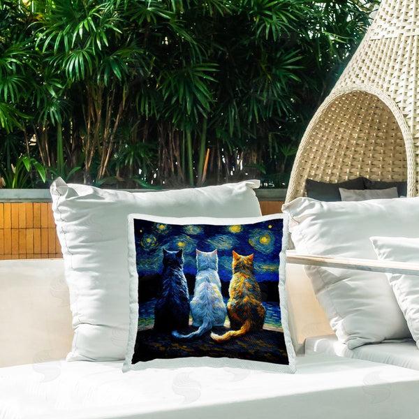 Stupell Industries Svetlana Aleynikova | Van Gogh Style Cats Printed Throw Pillow