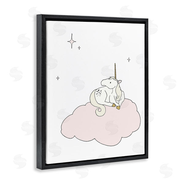 Stupell Industries Sweet Melody Designs | Casual Unicorn Laying On Cloud Watching Nighttime Stars Wall Art