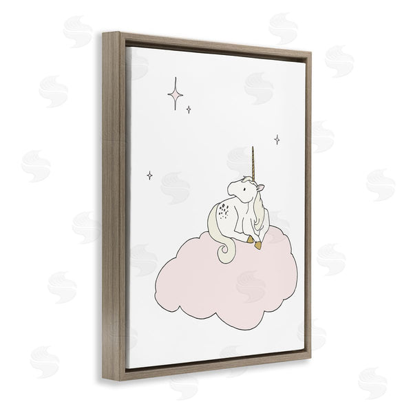 Stupell Industries Sweet Melody Designs | Casual Unicorn Laying On Cloud Watching Nighttime Stars Wall Art