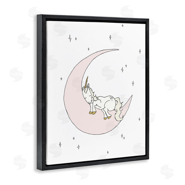Stupell Industries Sweet Melody Designs | Cozy Sleeping Unicorn Nighttime Moon Delicate Stars Wall Art