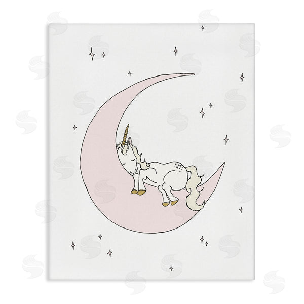 stupell industries Sweet Melody Designs | Cozy Sleeping Unicorn Nighttime Moon Delicate Stars Wall Art