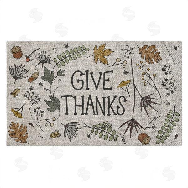 stupell industries Sweet Melody Designs | Give Thanks Autumn Leaves Faux Sisal Door Mat