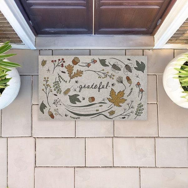 Stupell Industries Sweet Melody Designs | Grateful Autumn Leaves Faux Sisal Door Mat