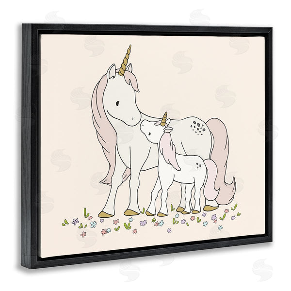 Stupell Industries Sweet Melody Designs | Magical Unicorn Mother & Baby Family Flower Meadow Wall Art