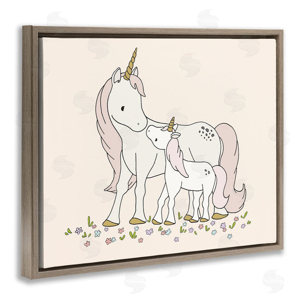 Stupell Industries Sweet Melody Designs | Magical Unicorn Mother & Baby Family Flower Meadow Wall Art