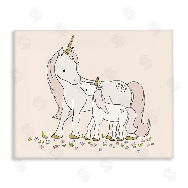 stupell industries Sweet Melody Designs | Magical Unicorn Mother & Baby Family Flower Meadow Wall Art