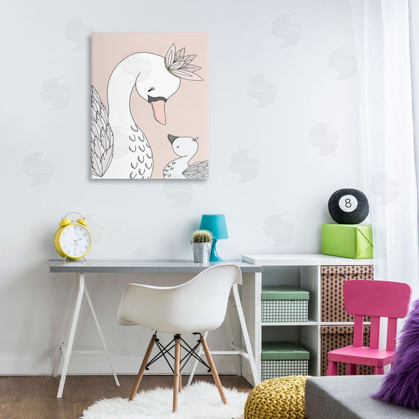 Stupell Industries Sweet Melody Designs | Mother & Baby Swan Flower Crowns Princess Animals Wall Art